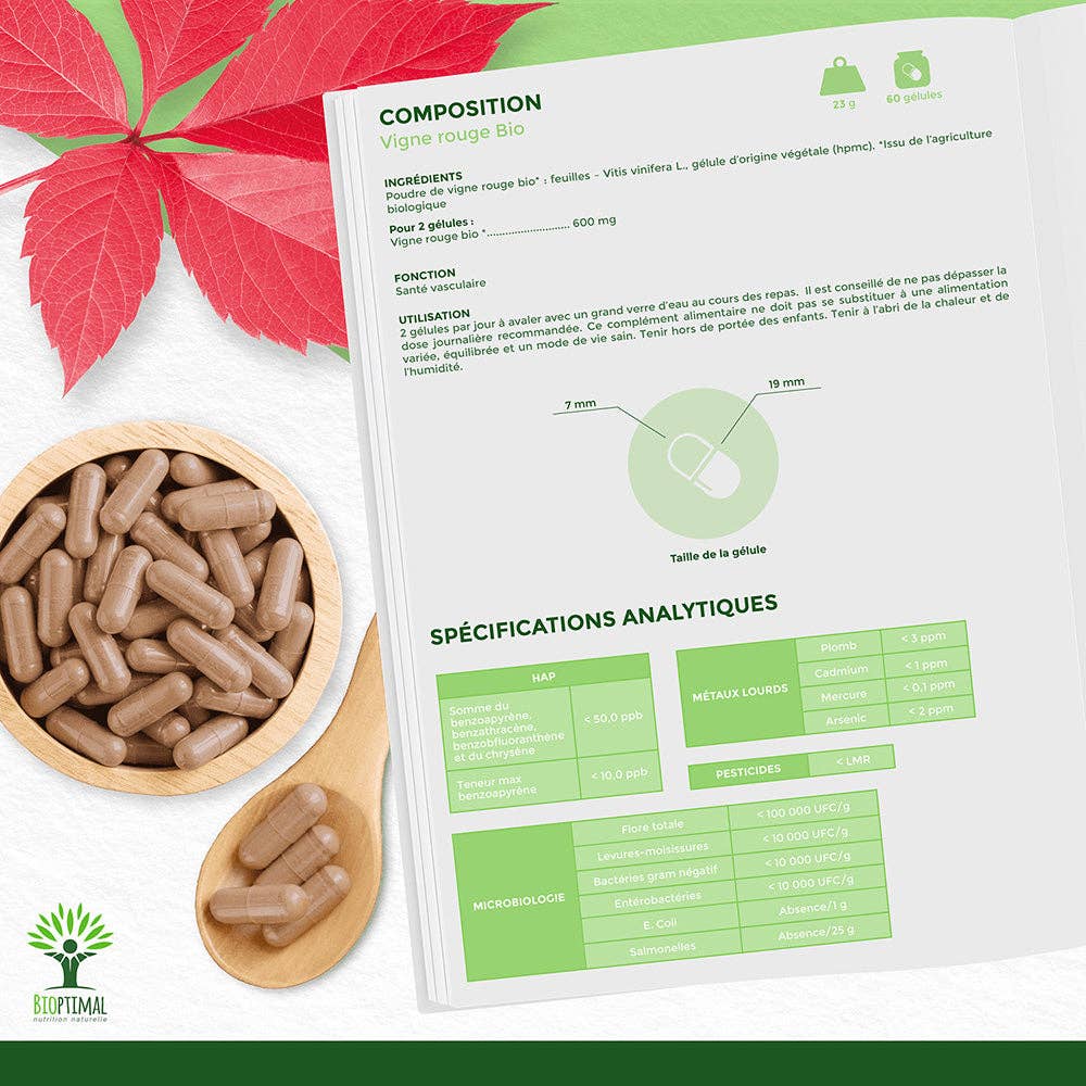 Bioptimal - Wholesale Oral Supplement/Vitamin - Organic red vine capsules - Bioptimal6