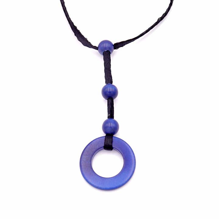 Tagua Necklace Pendant, Indigo for wholesale by mekhada