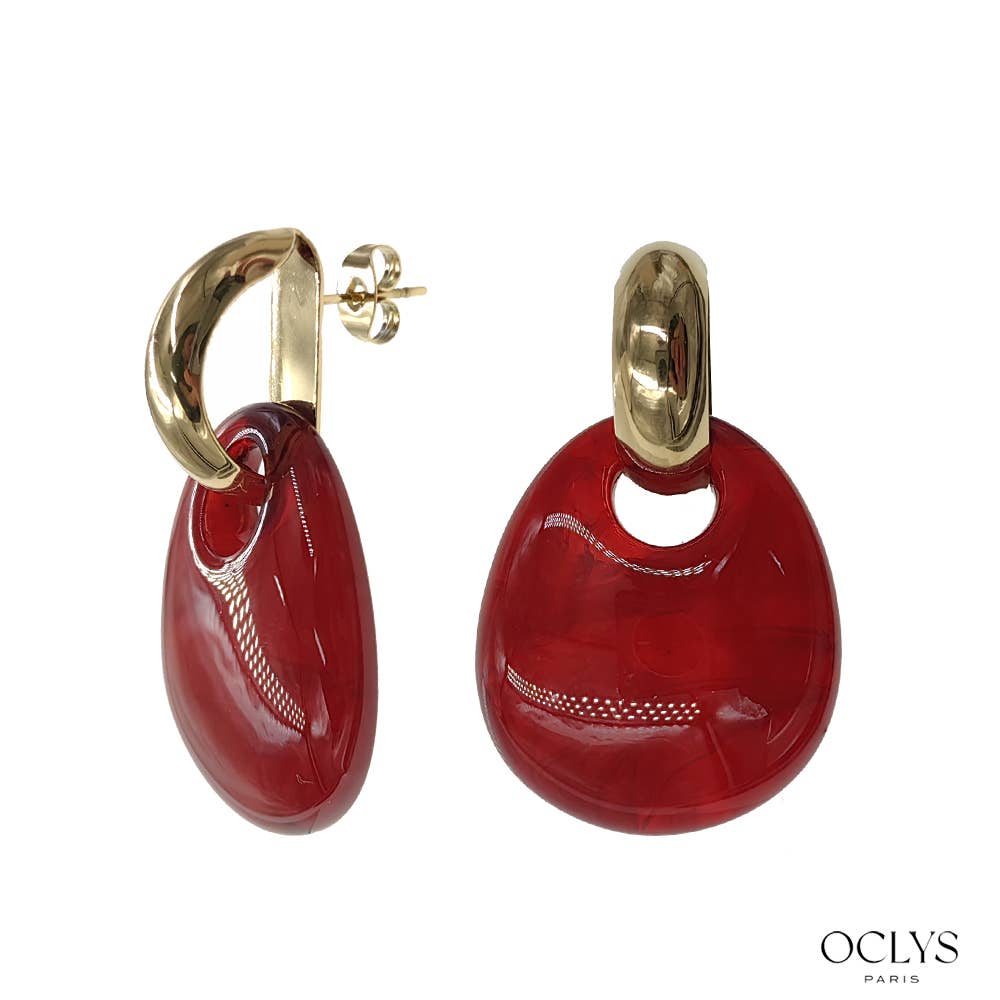 Oclys - Wholesale Hangende/ronde oorbellen - Oorbellen van hars en verguld roestvrij staal Paola6