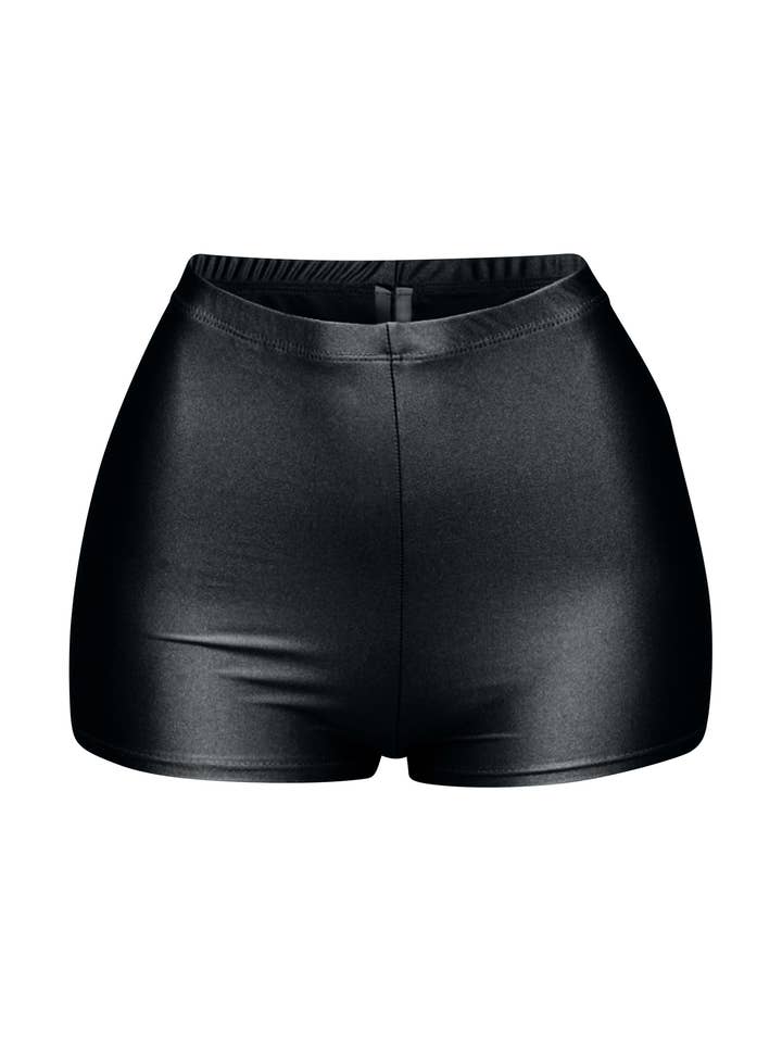 Glänzende Trikotshorts mit hoher Taille für den Großhandel von K Too