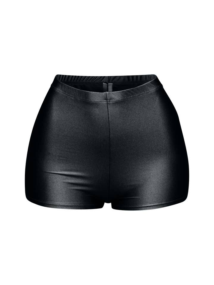 Shiny tricot high waisted shorts for wholesale by K Too