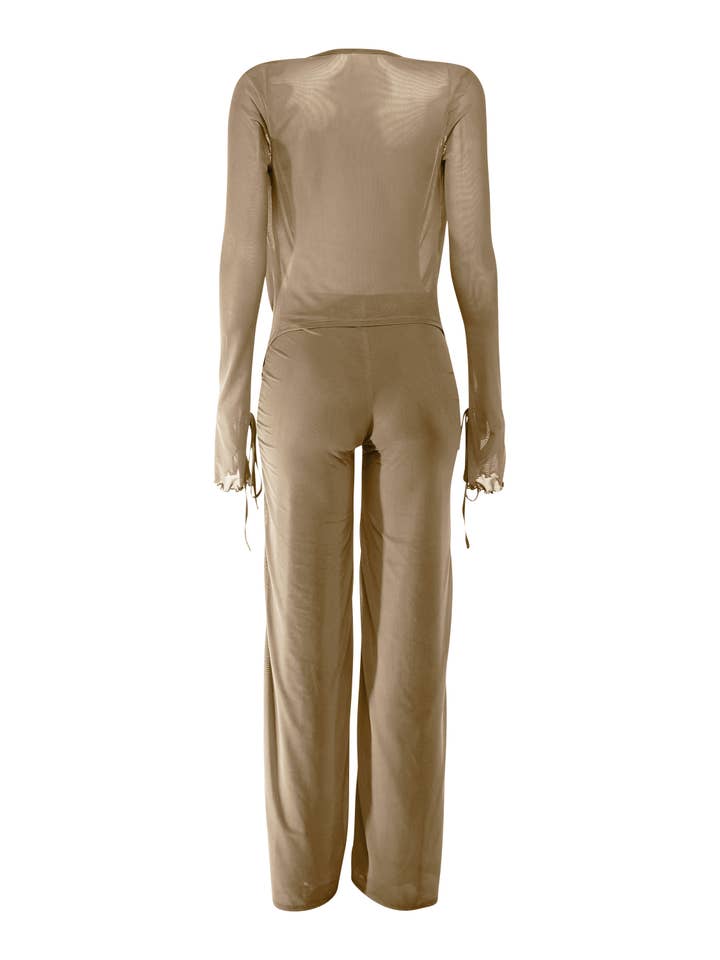 K Too – Großhandel Set aus Oberteil und Hose (NICHT Loungewear) – Damen – Langarmshirt mit Wasserfallausschnitt & Hose mit weitem Bein Set2