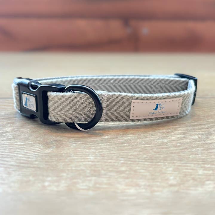 Sage Green Tweed Adjustable Dog Collar for wholesale by Digby and Champ