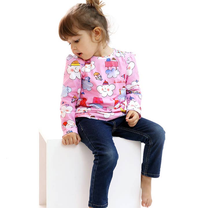 Långärmad T-shirt med rynkad ärm för wholesale av ILLUSTRABIMBI