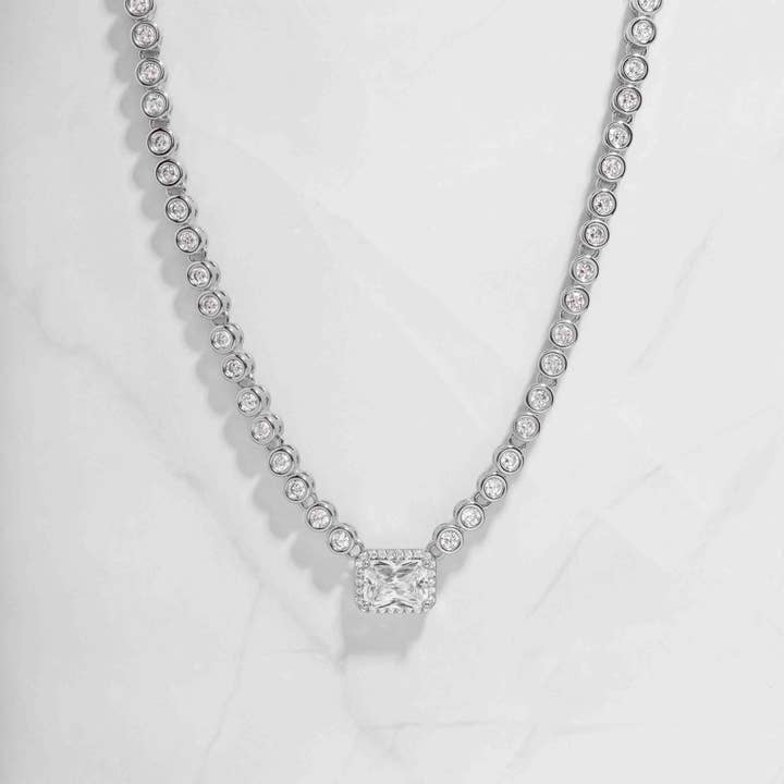 Sami Jewels - Wholesale Pendant/charm necklace - Diamond Baguette Tennis Necklace2