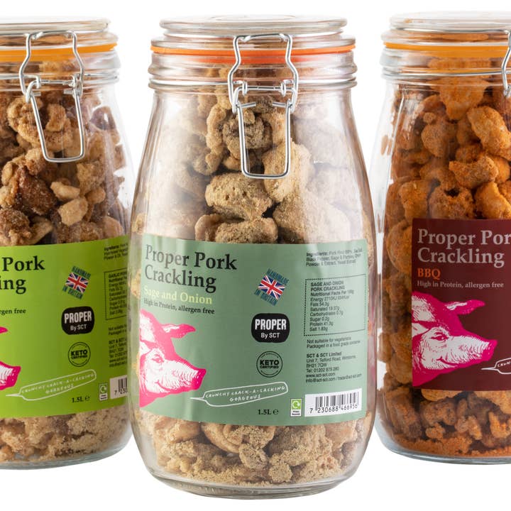 Proper Pork Crackling 1.5L / 390g Glass Jar and other Purchase wholesale bd meats. Free returns & net 60 terms on Faire trending on Faire.