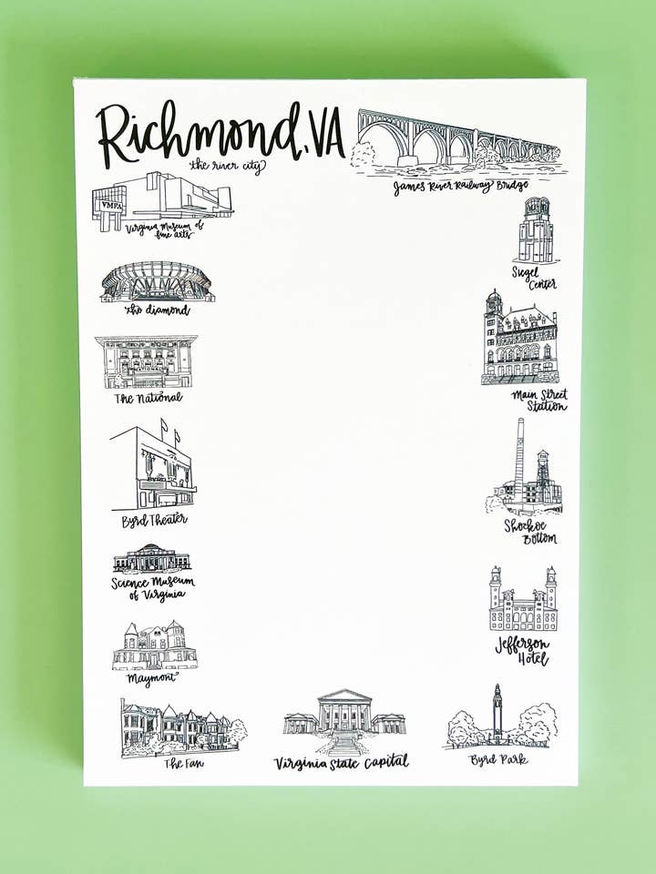 Bloc-notes Richmond Virginia Doodle -RVA pour la vente par Thirteenwinks