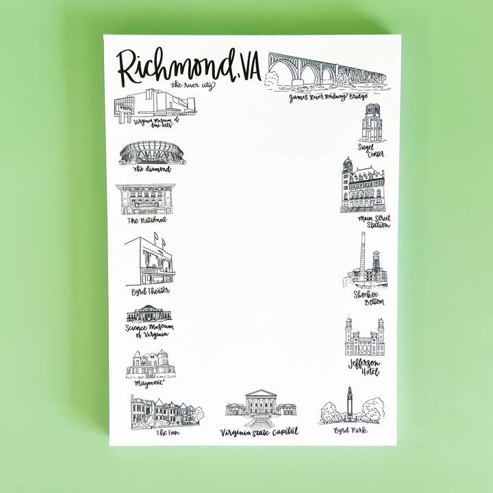Richmond Virginia notitieblok met doodle -RVA voor wholesale door Thirteenwinks