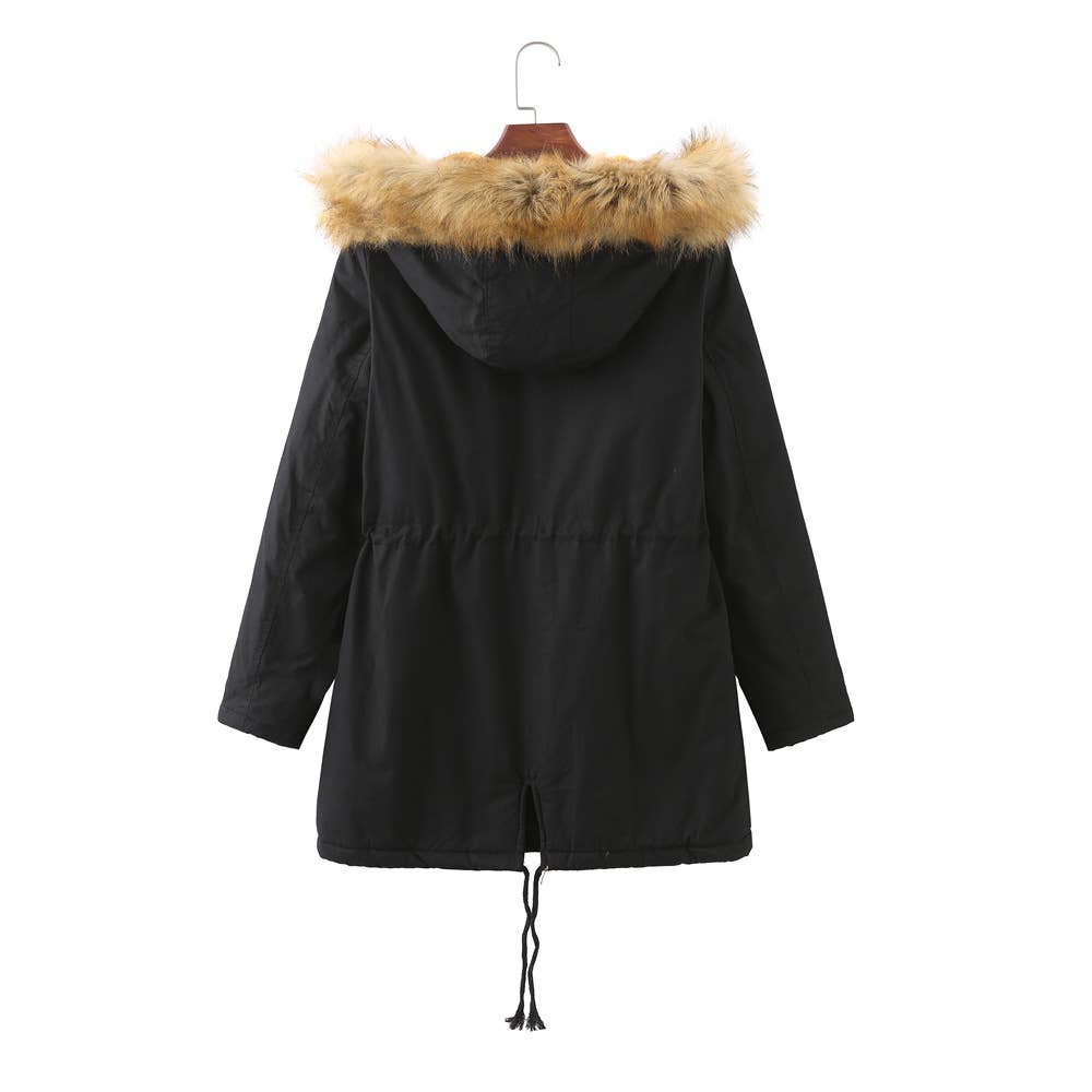 Lily Clothing - Wholesale Jacket - Women's - Jacket with a fur collar and a cinched waist1