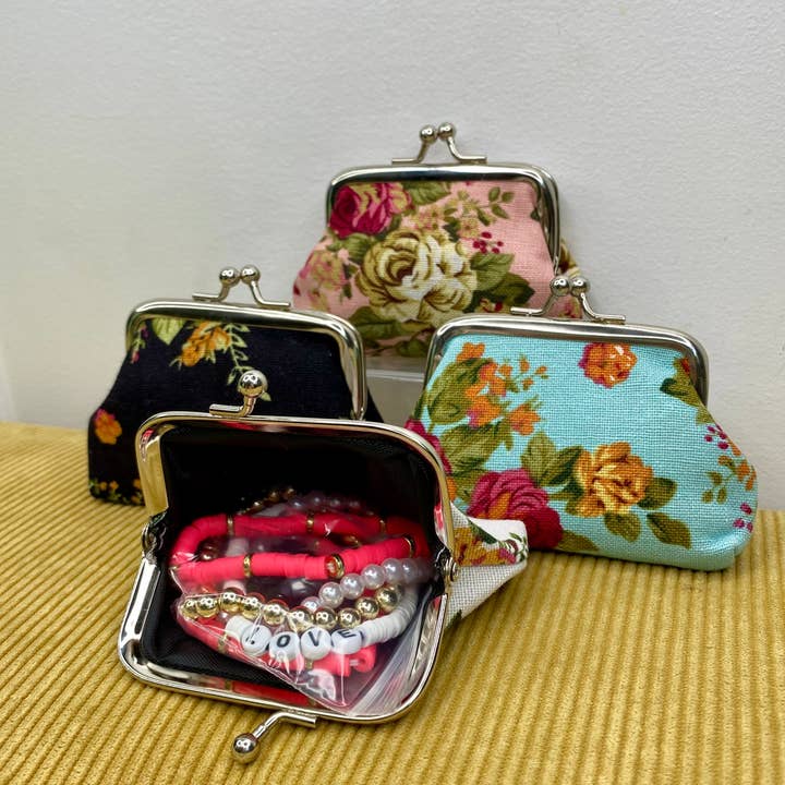 Hive Supply - Wholesale Coin Purse - Women's - Clamshell Coin Purse Wallet (Smaller) - Floral3