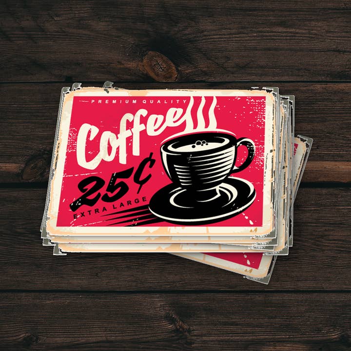 Autocollant Café | Style Dîner des Années 1950 | Vinyle Imperméable pour la vente par PiggyPrintStickers