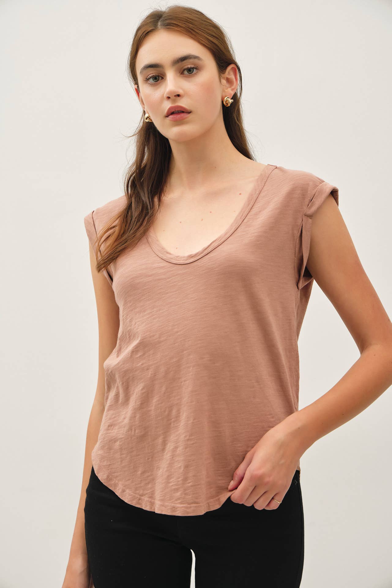 Be Cool - Wholesale T-Shirt - Women's - NEW COLOR-BASIC CAP SLEEVE GARMENT DYED TOP21