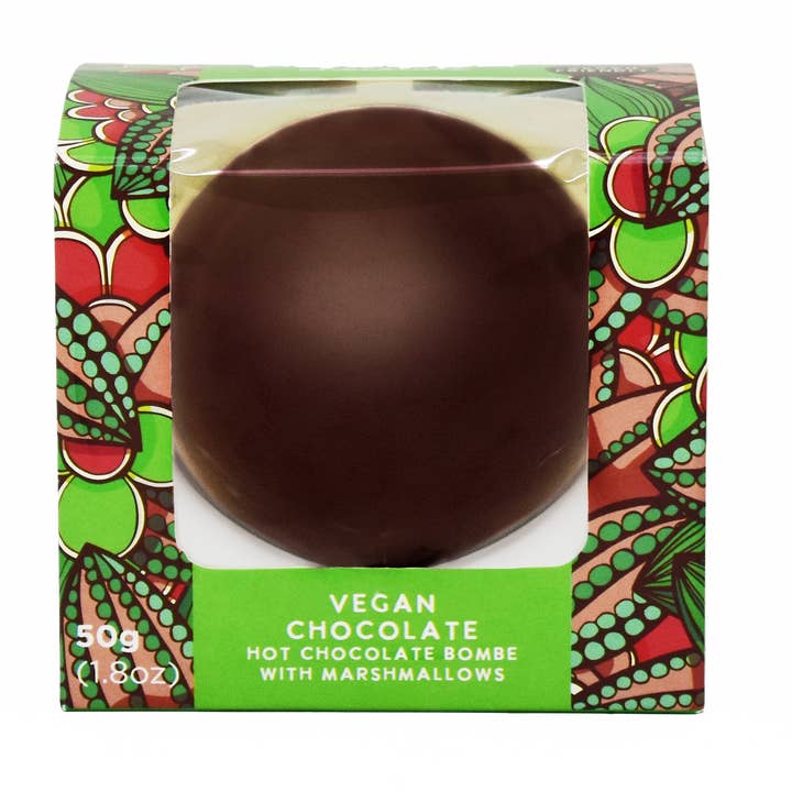 Dark Hot Chocolate Bombe with Vegan Marshmallows, Single for wholesale by Cocoba