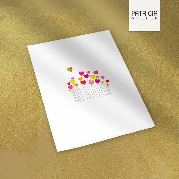 Gold Or Silver Foil Flower Hearts Card - One Of A Kind for wholesale by Patricia Mulder