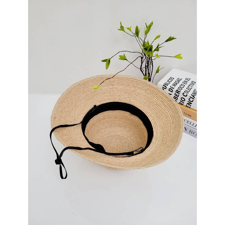 Comfortarians - Wholesale Straw Hat - Women's - 100% Natural Raffia Beach Hat, removable chin strap4