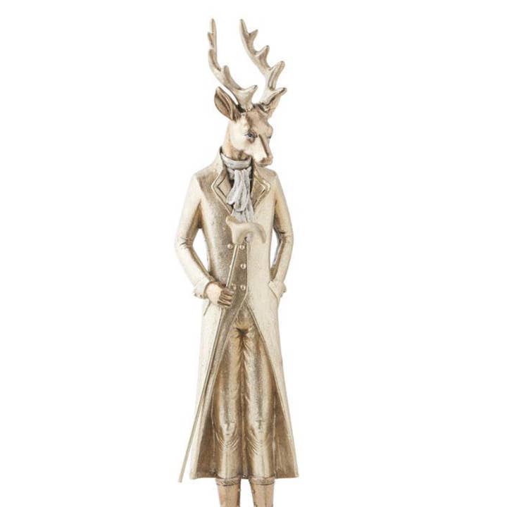 Koninklijke Hofcollectie - 12" Sierlijke Gouden Hars Staande Hert Wandelstok voor wholesale door Dunn Deals