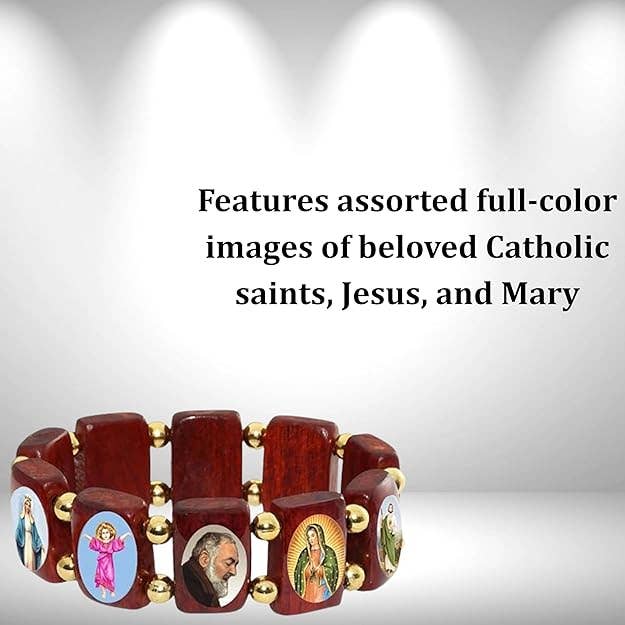 Catholica Shop – Engroshandel Perlearmbånd – Store træ hellige Mary og Jesus armbånd3
