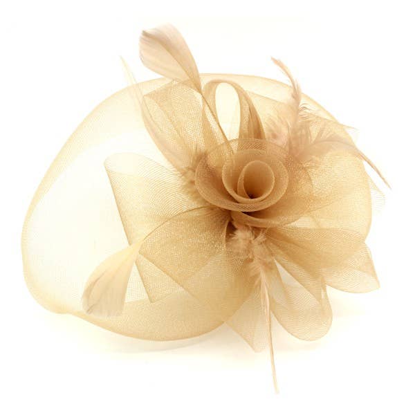 April Moon - Wholesale Fascinator Hat - Women's - AH0041-Classic Flower Mesh Fascinator with Headband and Clip5