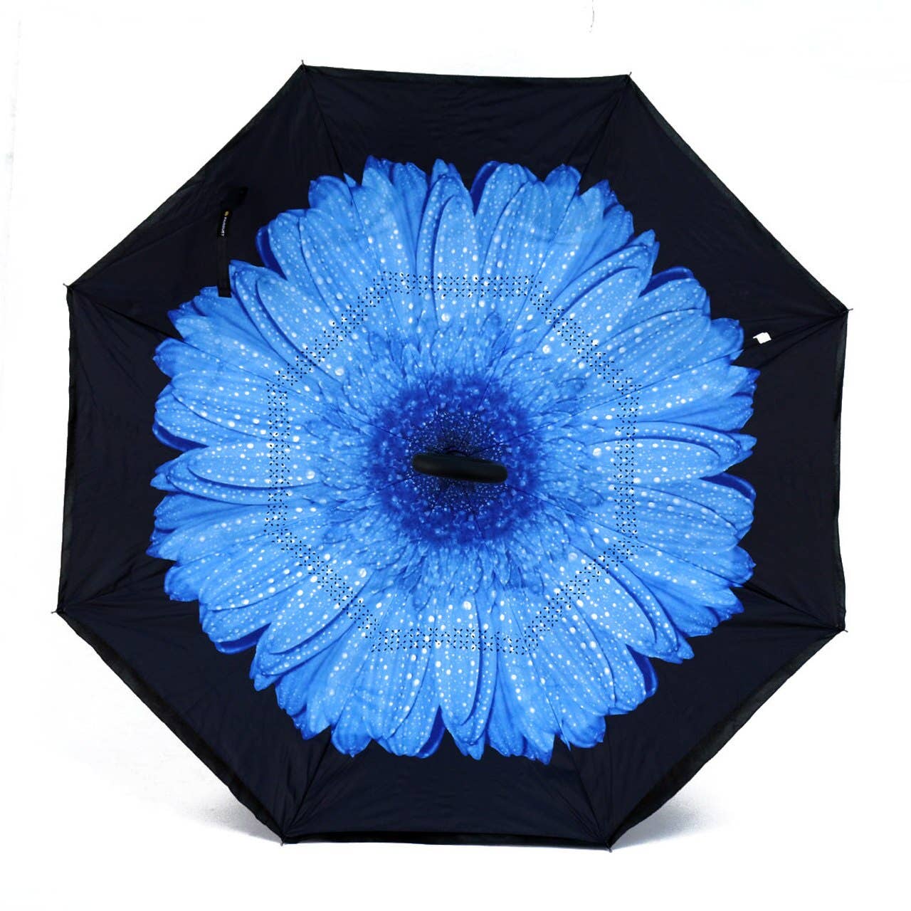 Selini New York - Wholesale Umbrella - Unisex - Deep Blue Flower Double Layer Inverted Umbrella7