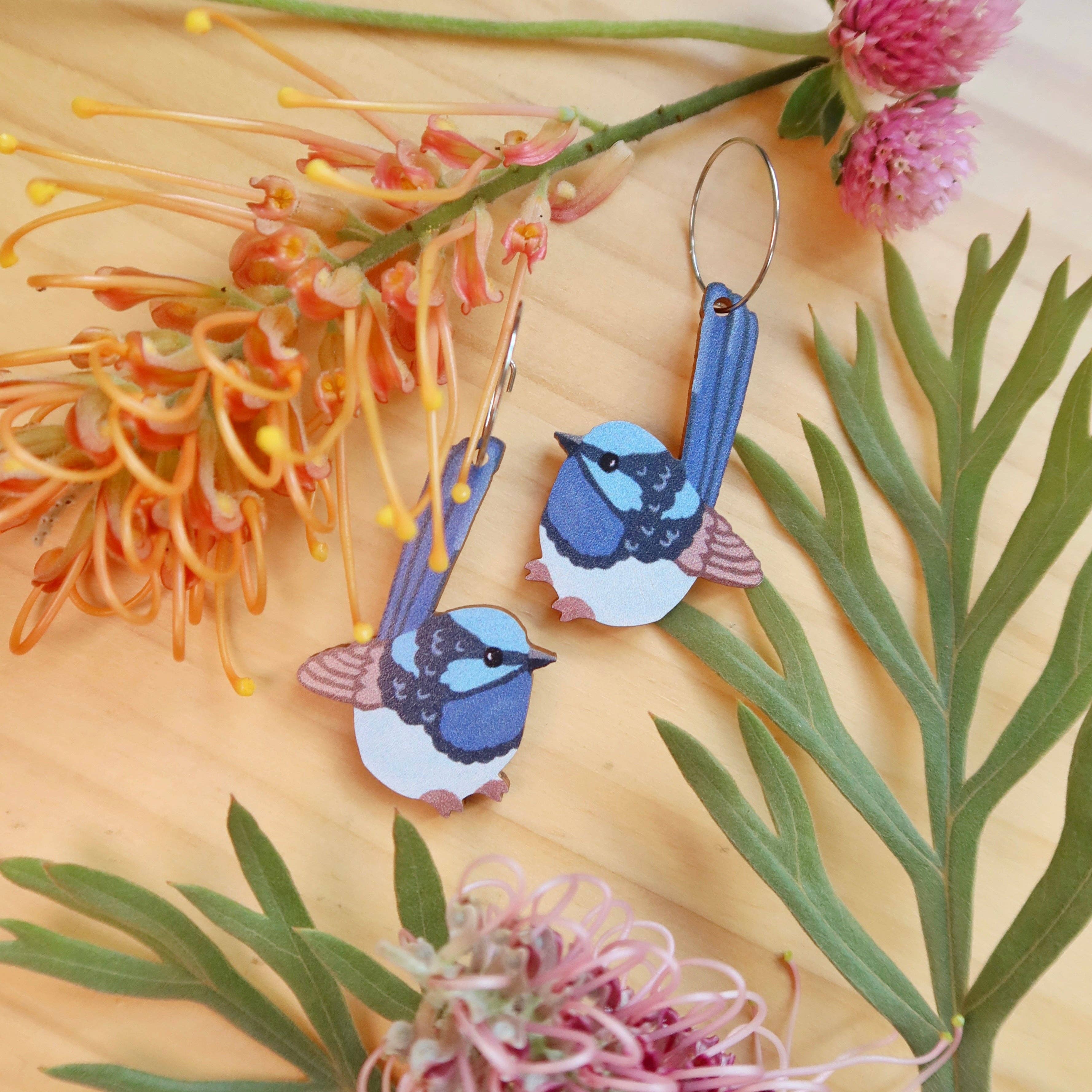 Pixie Nut & Co. - Wholesale Dangle Earrings - Blue Wren Australian Bird Earrings3