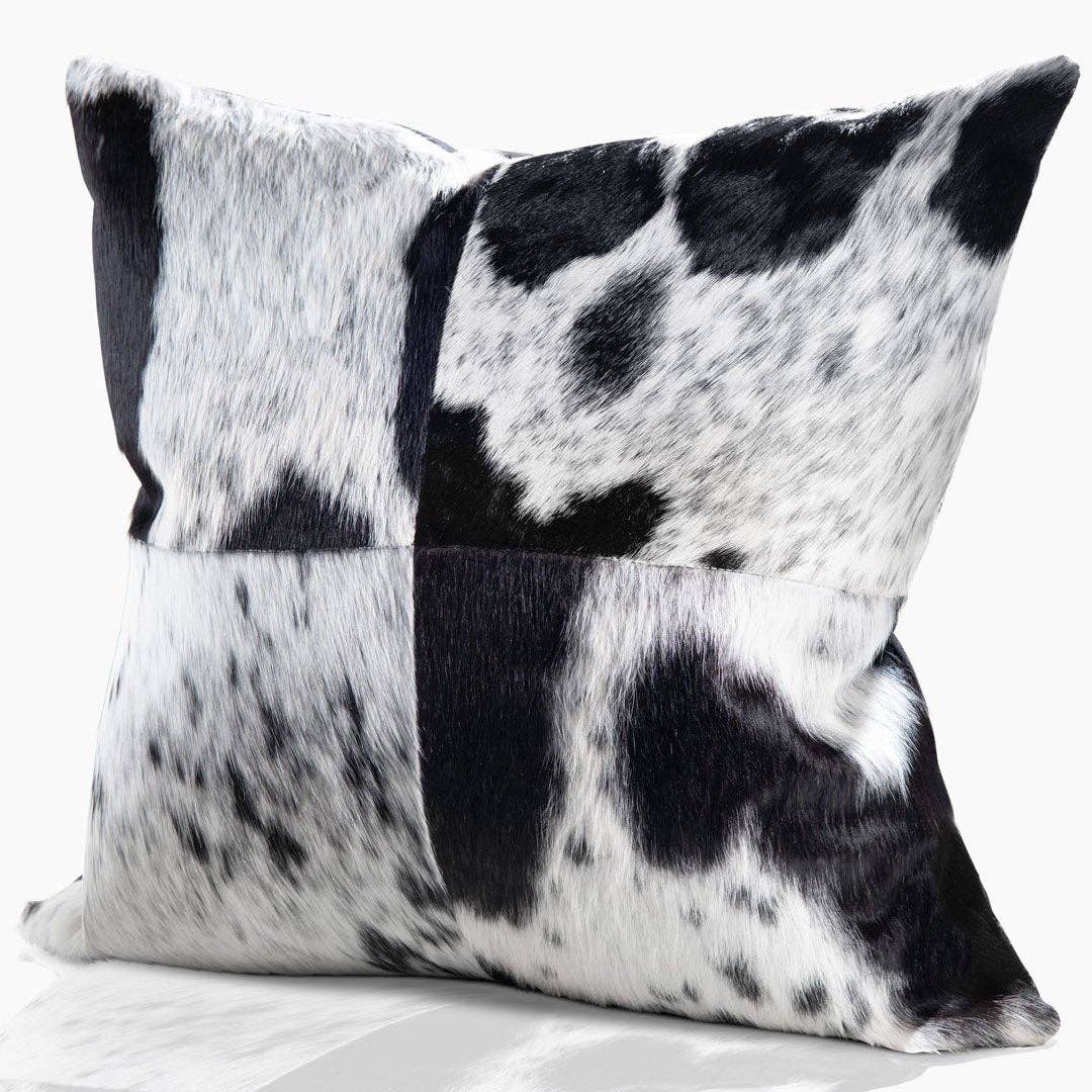 URBAN-EQUESTRIAN - Venta al por mayor Cojín decorativo - Almohada cuadrada Domino de piel de vaca real en blanco y negro - Manchado2