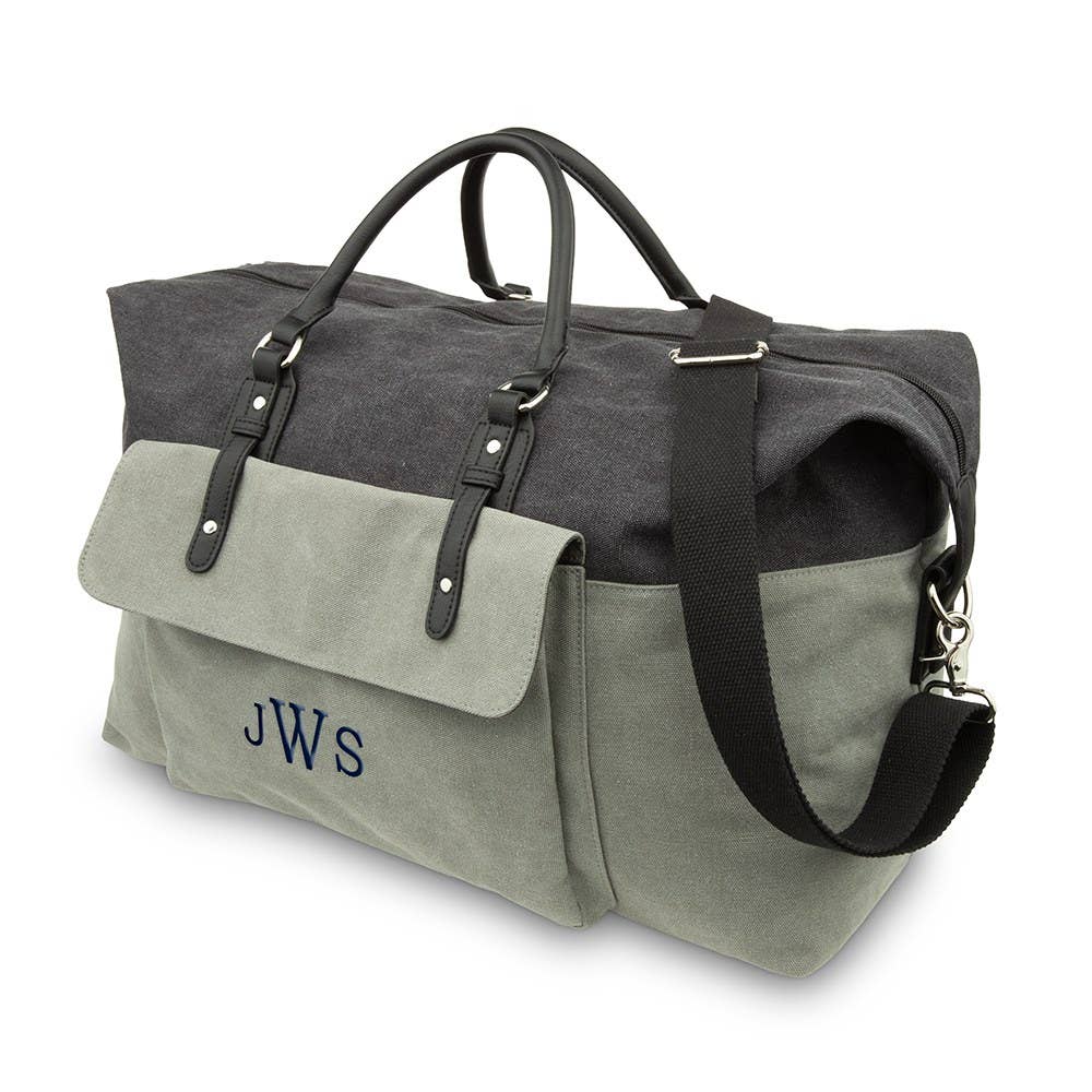 Weddingstar Inc. - Wholesale Weekender Bag - Unisex - Large Canvas Weekender Travel Bag - Black & Grey3