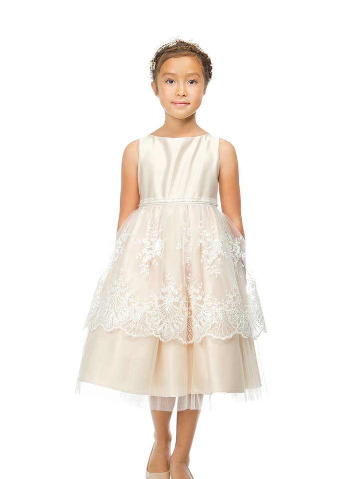 SK792 - satin & blonder peplum med tyl for engroshandel hos Sweet Kids, Inc.