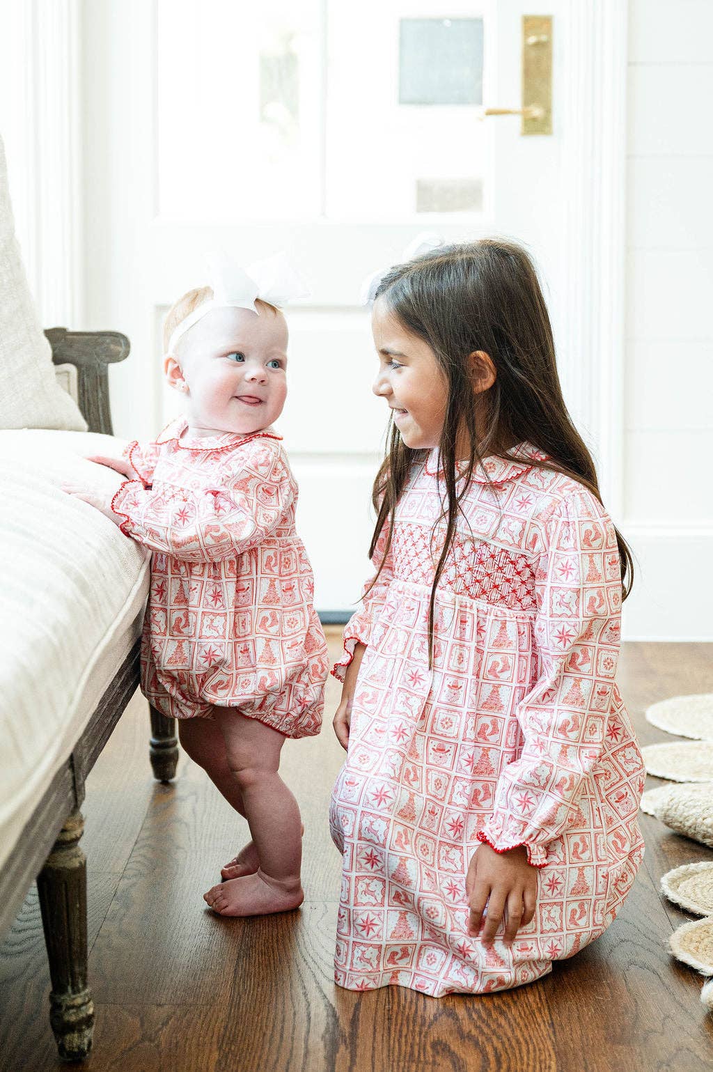 Ruth and Ralph - Wholesale Bodysuit (Non-Footed) - Baby - Christmas Tiles Smocked Pima Cotton Emma Bubble8