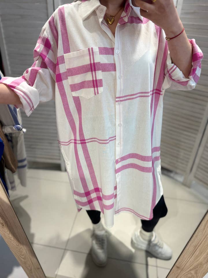 VICTORIA&ISAAC – Engroshandel Skjorte med buttondown – til kvinder – Langternet ternet skjorte i oversize stil - A1003-1