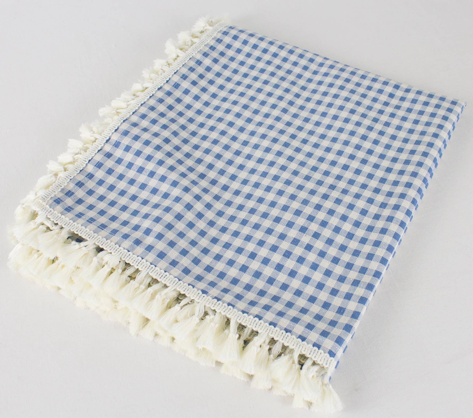 Fennco Styles - Wholesale Tablecloth - Rustic Gingham Check Tasseled Trim Cotton Blend Tablecloth12
