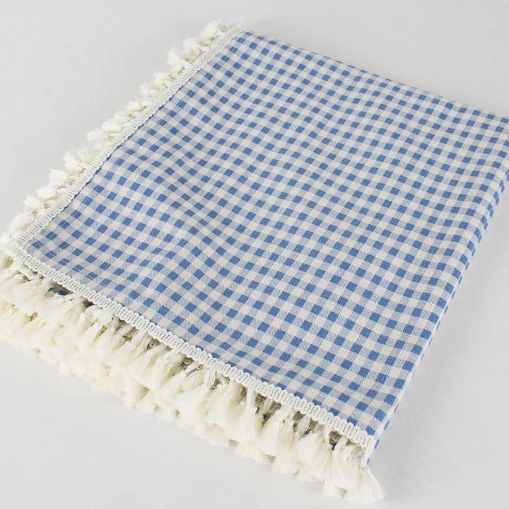 Fennco Styles - Wholesale Tablecloth - Rustic Gingham Check Tasseled Trim Cotton Blend Tablecloth12