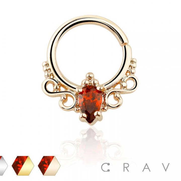 ROYAL RUBY RED PRONG-SET CZ SEPTUM RING for wholesale on Faire0