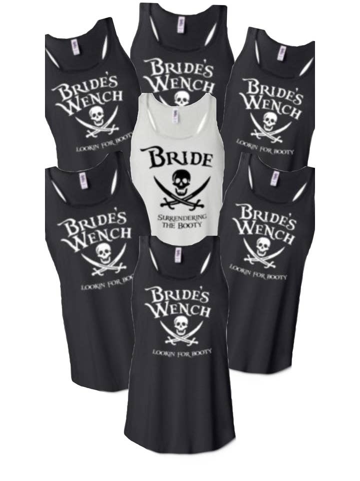 Ruston Rose - Wholesale Screen Printed T-Shirt - Women's - Brides wenches, Bride and her wenches shirt, bridesmaid shirts, bride shirt, Pirate bachelorette, bachelorette shirts, bach party, pirate1