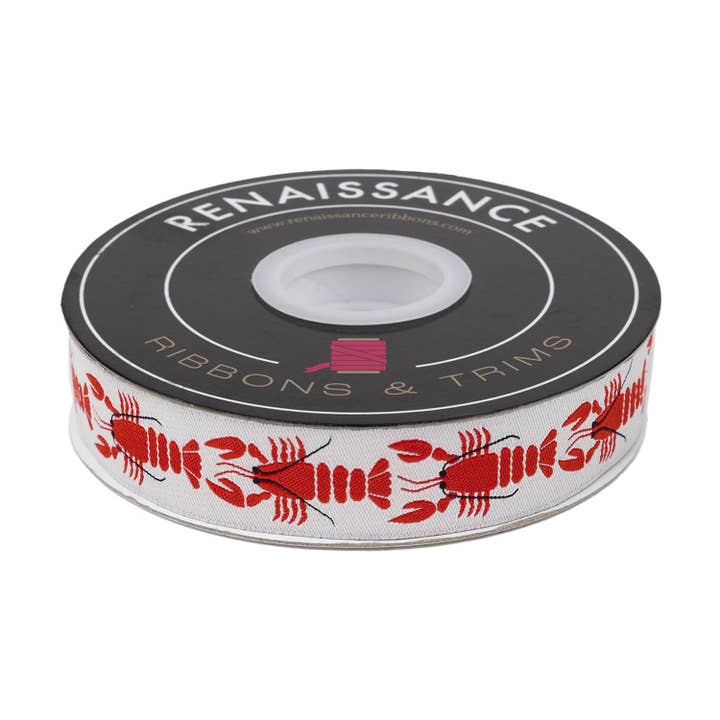 Au bord de la mer - Homard - largeur 7/8" - par Loes Van Oosten - Bobine de 15 yards pour la vente par Renaissance Ribbons