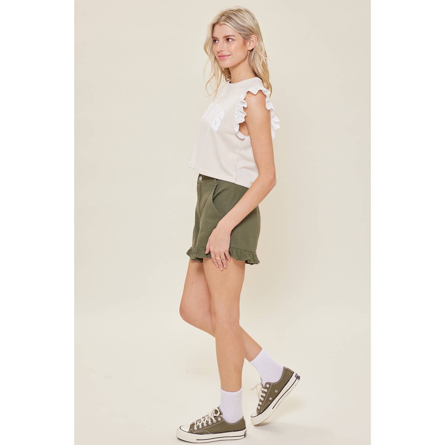 idem ditto – wholesale Shorts – Women’s – RUFFLED HEM COTTON SHORTS WITH POCKETS10