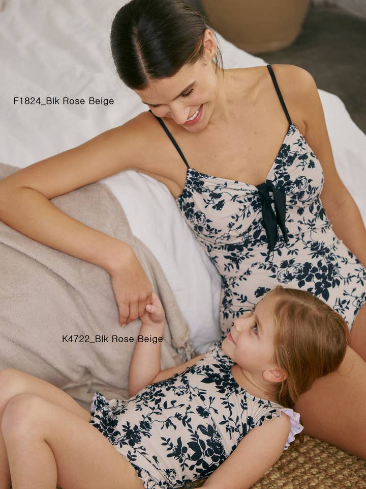 Tank 1 piece w/ruffle around shoulder-K4722_Blk Rose Beige for wholesale by MARINA WEST SWIM