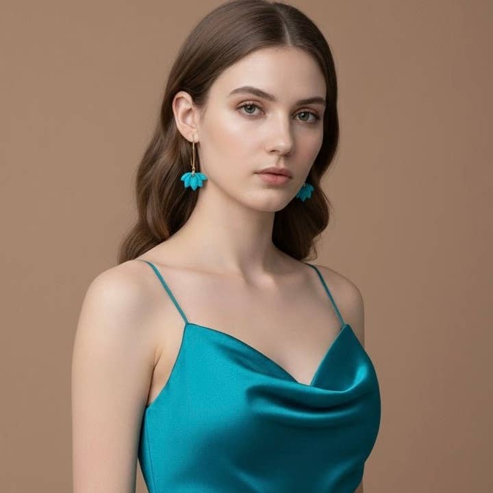 Duestelle Italia - Wholesale Dangle Earrings - FIOR DI LOTO - 18K Gold Plated pendant earrings13