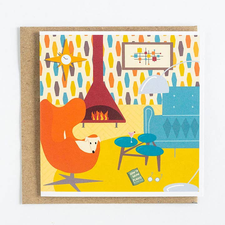 Greeting Card - Mid Century Modern Whippet for wholesale by Elise Gow Designs