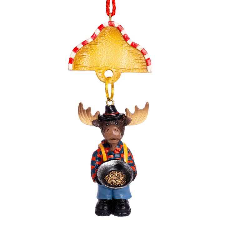 Gold Panner Moose Ornament for wholesale by Mother Moose Gifts
