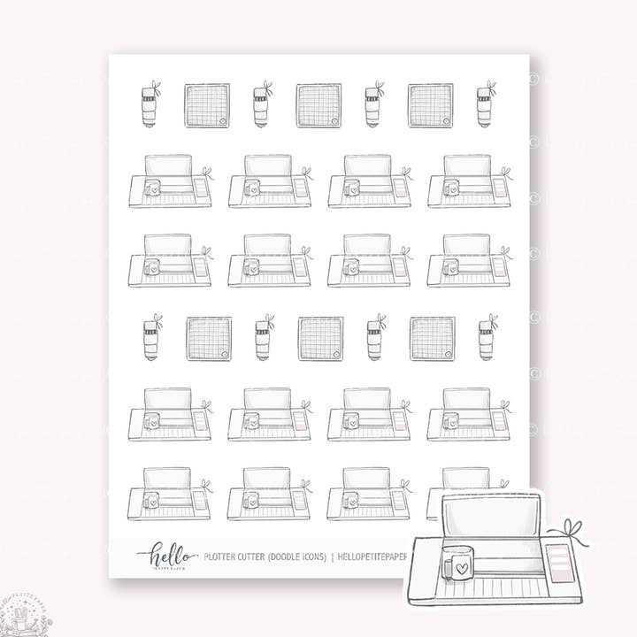 Hello Petite Paper - Vente Autocollant - Icônes Doodle (TRACEUR DE DÉCOUPE) | autocollants de planificateur dessinés à la main0
