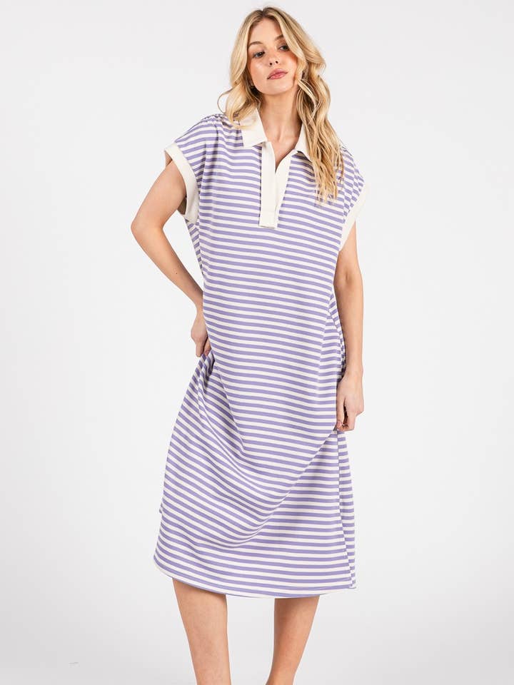 VESTIDO MIDI DE RAYAS DE CORTE HOLGADO para venta al por mayor de Sewn and Seen