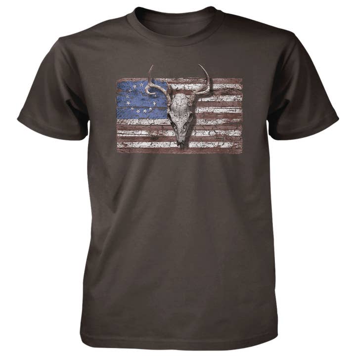 T-shirt en coton 4,5 oz avec drapeau tête de cerf pour la vente par Old Country Outfitters