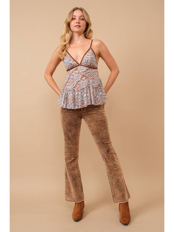 Blue B - Vendita all'ingrosso Canotta - Donna - 34417T - Canotta in velluto con stampa etnica in rayon increspato9