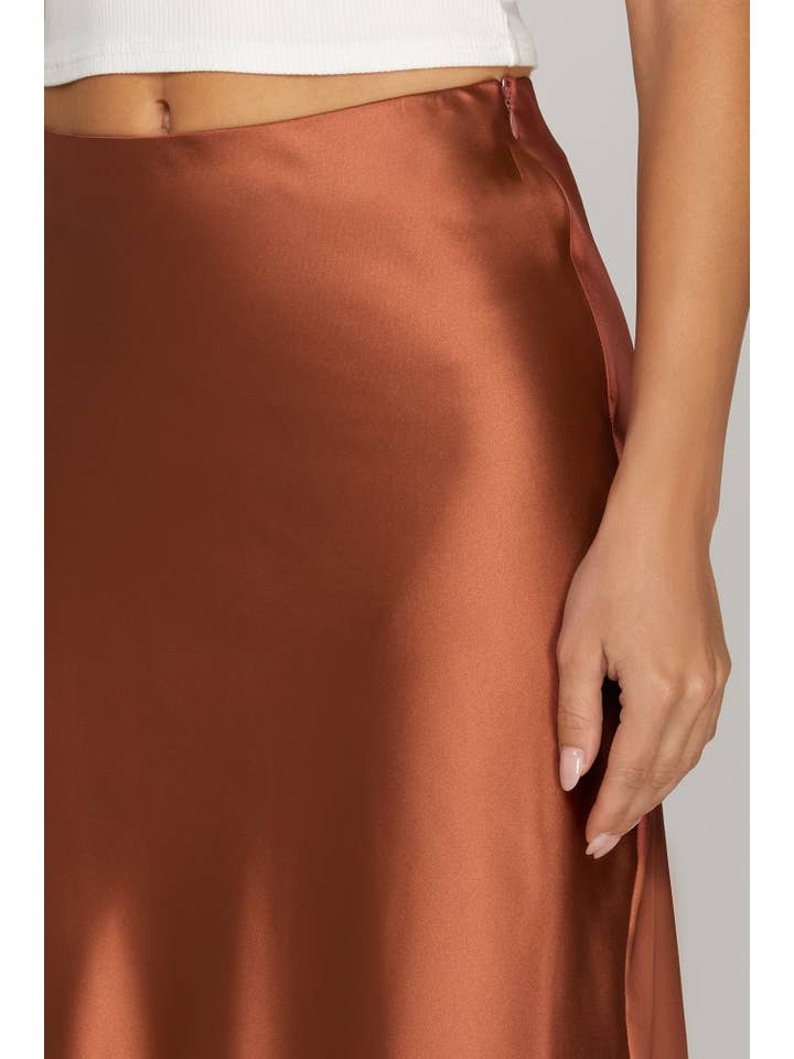 Peace Love Line - Wholesale Skirt - Women's - PL9128 - SATIN BIAS MIDI SKIRT5