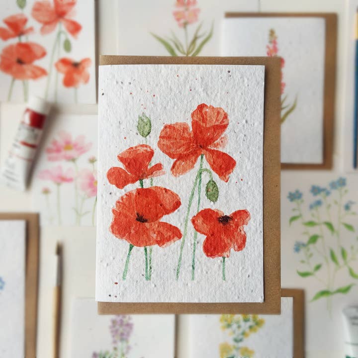 Honey and Incense - Wholesale Everyday greeting card - Poppies | Wildflower Seed Plantable Card1