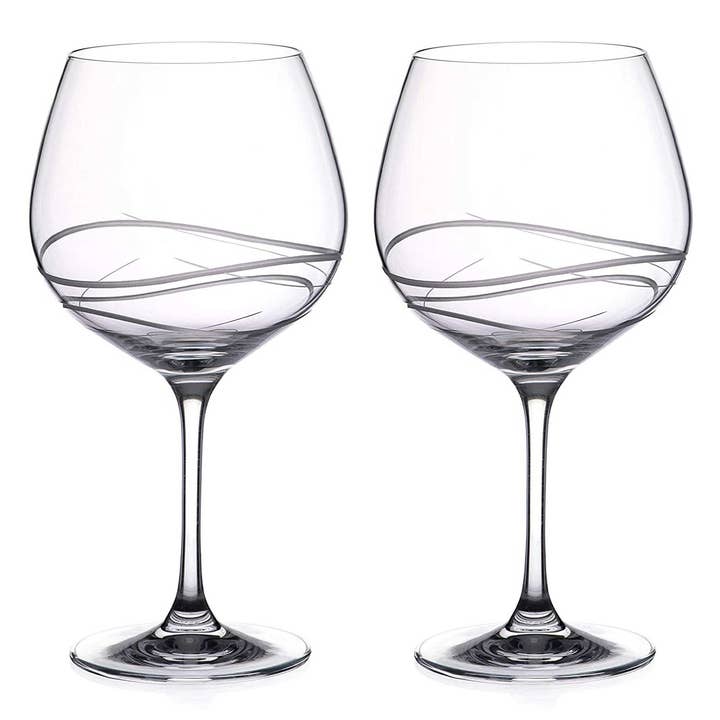 A Pair Of Hand Cut Ocean Design Gin Copa Crystal Glasses In for wholesale by DIAMANTE