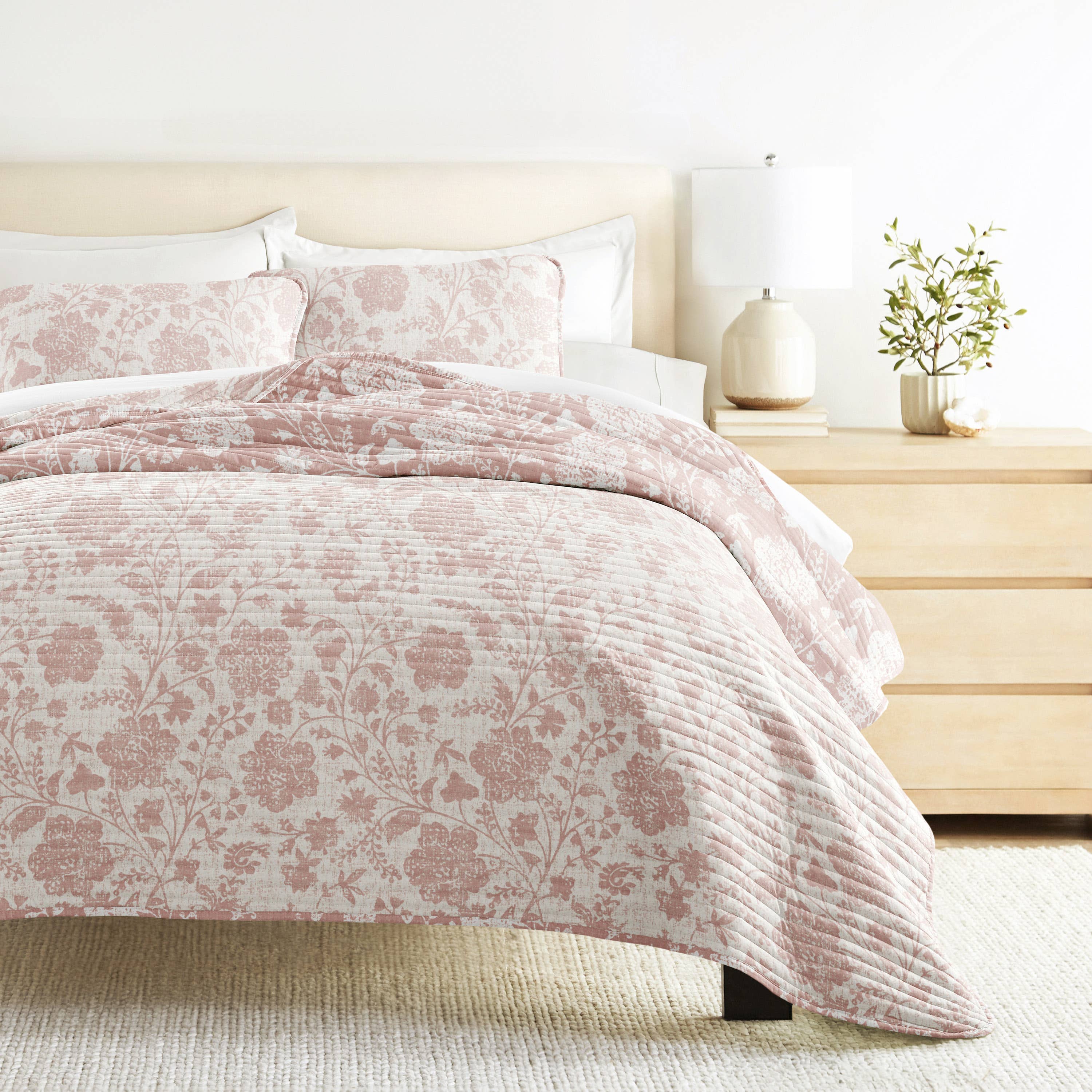 ienjoy Home - Vente Courtepointe - Ensemble de couette réversible à motifs floraux texturés toutes saisons38
