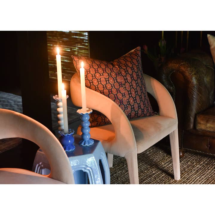 Coton Colors - Wholesale Candle Holder - Smoke Large Ruffle Knobbed Candle Holder