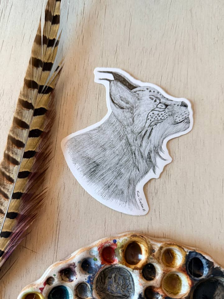 Lynx Sticker - Waterproof Glossy Vinyl Stickers for wholesale by MossyPathArt