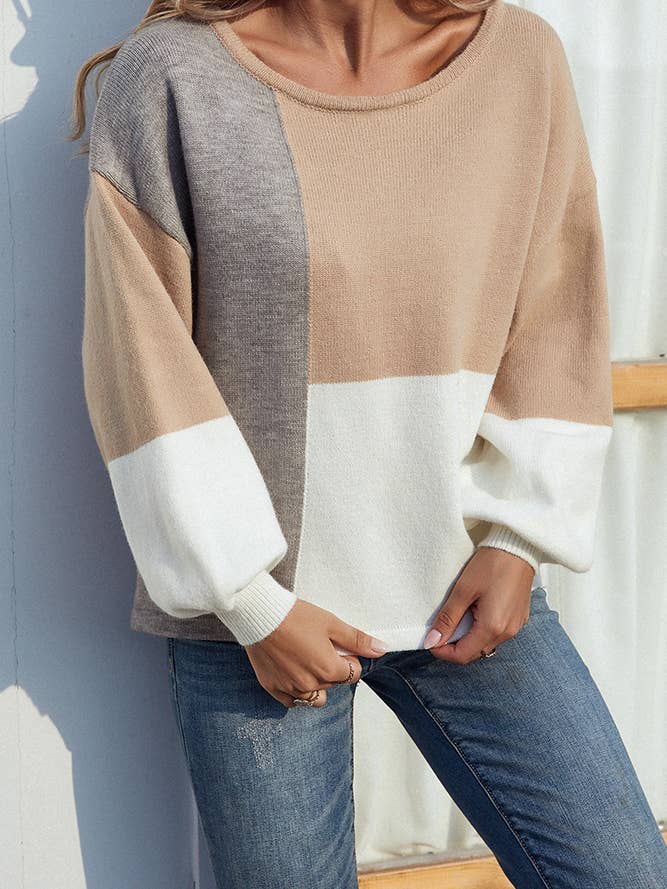 UNISHE – wholesale Pullovertröja - Dam – Color Block Back Tie Pullover Tröjor MMY02110